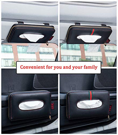 Fredyusu Car Tissue Holder, Car Visor Tissue Holder, Perfect Solid Color Auto Tissue Box, Tissue case Holder for car (Black) - color: Black