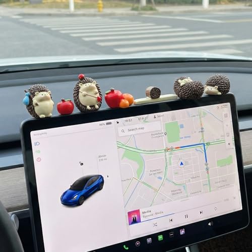 7 Pcs Cute Hedgehog Car Dashboard Decor with Stickers, Computer Monitor Decor Aesthetic Car Accessories for Women