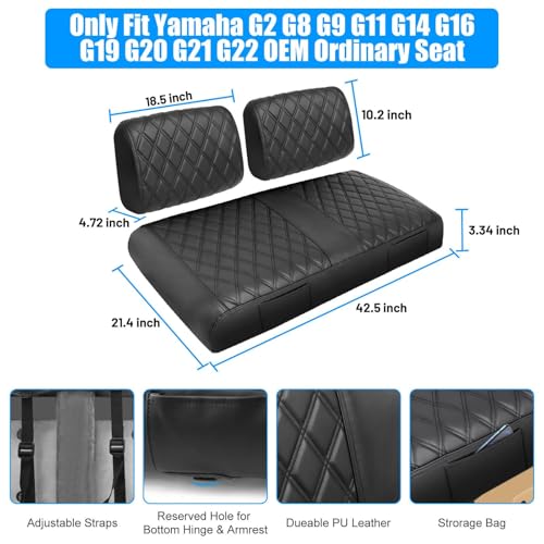 Golf Cart Seat Covers Front for Yamaha G2 G8 G9 G11 G14 G16 G19 G20 G22 Golf Carts Made Thick Premium Marine Leather with Custom Diamond Anti-Scratch/Anti-Fading/Easy to Install - style: Fit YAMAHA G2 G8 G9 G11 G14 G16 G19 G20 G22