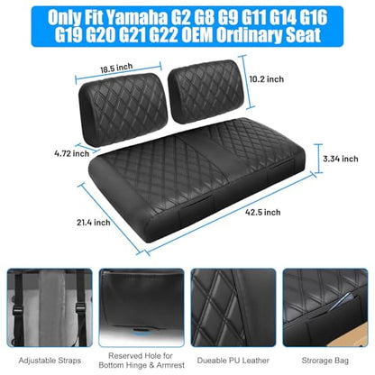 Golf Cart Seat Covers Front for Yamaha G2 G8 G9 G11 G14 G16 G19 G20 G22 Golf Carts Made Thick Premium Marine Leather with Custom Diamond Anti-Scratch/Anti-Fading/Easy to Install - style: Fit YAMAHA G2 G8 G9 G11 G14 G16 G19 G20 G22
