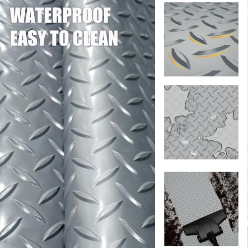 Garage Floor Mat, PVC Flooring Roll Thickened Garage Mats, Heavy Duty Parking Mat Waterproof Nonslip Floor Protector for Car, Trailer, SUV, Basement, Gym (Grey) (8 Feet x 12 Feet)