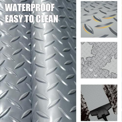 Garage Floor Mat, PVC Flooring Roll Thickened Garage Mats, Heavy Duty Parking Mat Waterproof Nonslip Floor Protector for Car, Trailer, SUV, Basement, Gym (Grey) (8 Feet x 12 Feet)