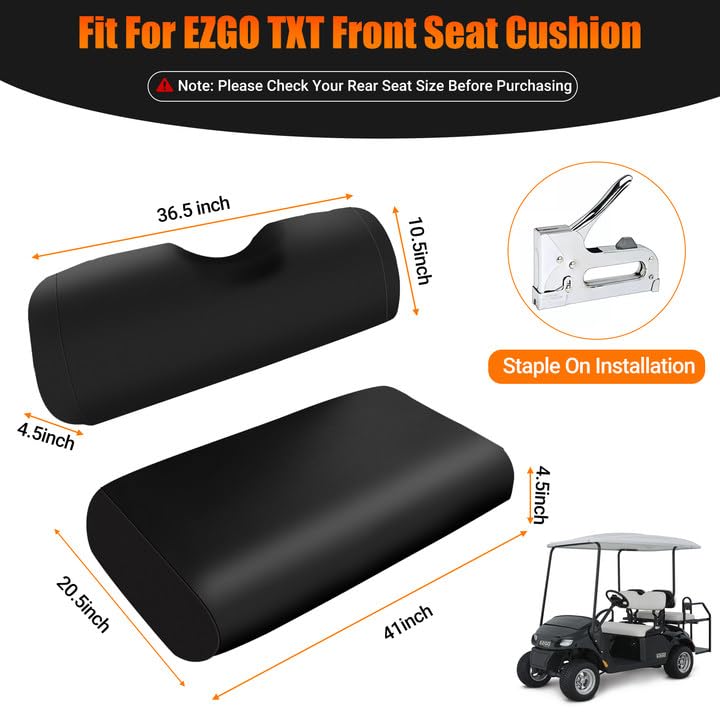 Golf Cart Front Seat Covers Staple On Replacement for EZGO TXT 1995-2013 Golf Cart Black Micro Fiber Leather Seat Cover - color: Black, size: EZGO TXT 1995-2013