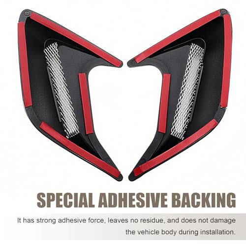 2 PCS 3D Car Side Vent Trim Covers, ABS Shark Gill Air Intake Decoration, 8.11" × 6.69" Self-Adhesive Car Hood Fender Decor, Universal for Most Cars (Black)