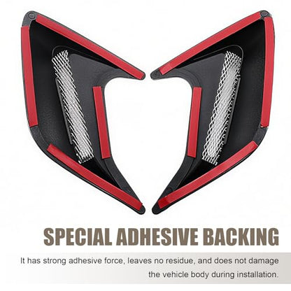 2 PCS 3D Car Side Vent Trim Covers, ABS Shark Gill Air Intake Decoration, 8.11" × 6.69" Self-Adhesive Car Hood Fender Decor, Universal for Most Cars (Black)