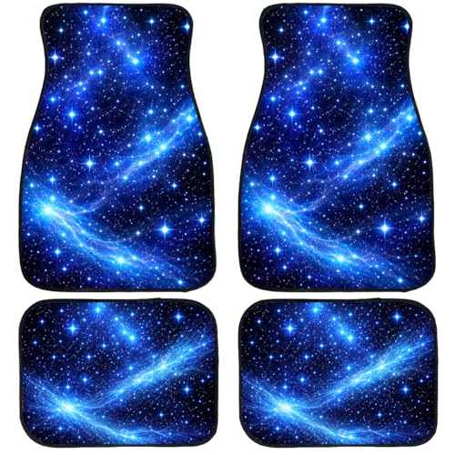Galaxy Car Floor Mats Set of 4 Blue Starry Night Cosmic Sky Automotive Foot Mats Rugs Carpet for Car Non-Slip Auto Car Accessories Universal Fit Car Accessories for Truck - color: Galaxy