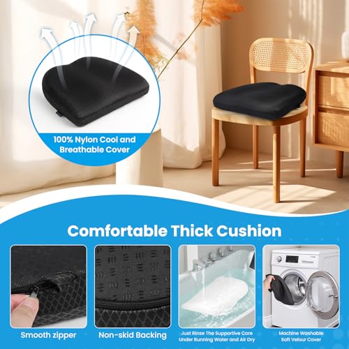 Office Chair Cushion - More Breathable Pressure Relief Seat Cushion with Hours Sitting on Gaming/Car/Wheelchair, Soft Extra-Dense Air Fiber for Orthopedic Coccyx, Sciatica & Hip Support