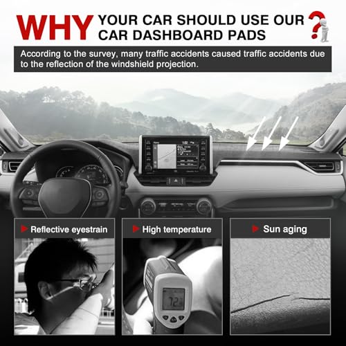 Autorder Gray Dashboard Cover Mat for Toyota RAV4 2019-2025 Accessories Dash Cover Upgrade Polyester Dash Mat Sunshade Glare UV Rays Protector - size: Gray 2019-2025 Toyota RAV4