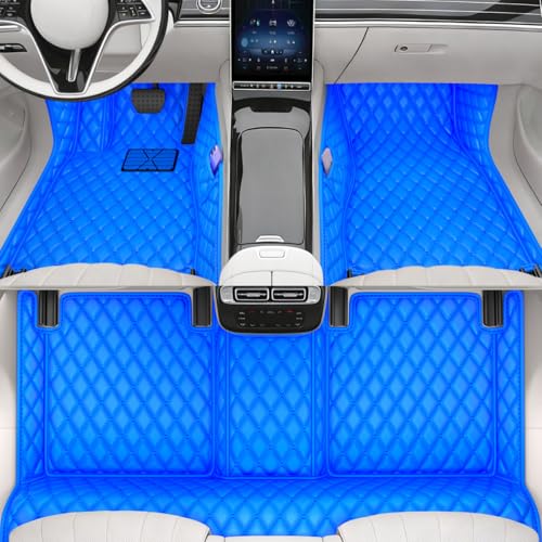 All-Weather car Floor mats, Anti-Slip Leather Floor mats Set, Suitable for 99% of Vehicle Models, Providing Comprehensive Protection for the car Carpet of Your Beloved car. (Blue) - color: Blue
