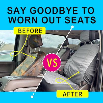 Universal Nylon Canvas Fitted Bucket Seat Cover, Cut-Resistant & Waterproof Front Seat Protector for Trucks (Grey) - color: Grey