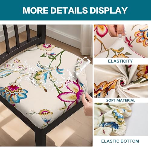 KRFOONN Waterproof Seat Covers for Dining Room Chairs Set of 4 with Bench Cover Washable Dining Chair Covers Removable Kitchen Chair Cushion Slipcovers Protector, A8 - color: Color A8