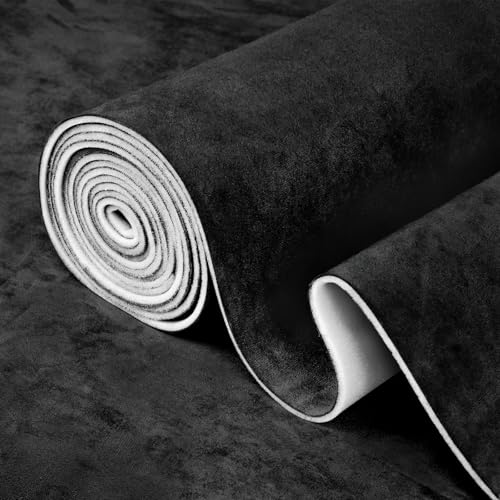 Suede Headliner Fabric for Car Roof 72"x60", 1/8" Foam Backed Black Suede Headliner Material, Soft Touch, Anti-Sag, Soundproof, Flame-Retardant Automotive Upholstery DIY Replacement - color: Black, size: 72"x60"W