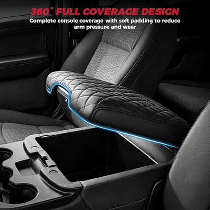 FREESOO Center Console Cover for 2013-2018 Dodge Ram 1500 & 2013-2024 Ram 2500/3500/1500 Classic Model, Armrest Cushion Pad, Waterproof Faux Leather, Non-Slip & Anti-Scratch, Jump Seat Only - size: 2013-2026 Jump seat covers