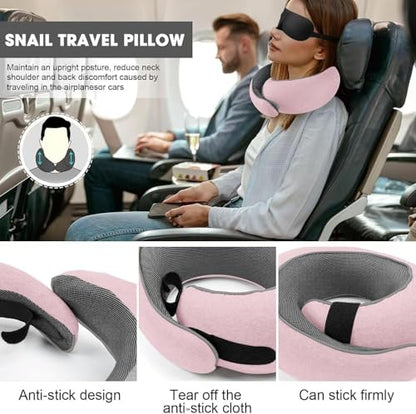 WEERSHUN Travel Pillow for Airplanes, 2026 New Memory Foam Neck Pillow with Chin Wrap for Traveling, Suitable for Airplanes, Offices and Cars (Pink)