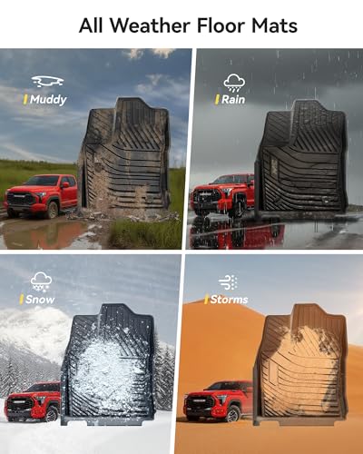 3W Floor Mats Fit 2022-2026 Toyota Tundra CrewMax Cab, TPE All Weather Custom Fit Floor Liner for Tundra SR/SR5/TRD PRO/Limited/Platinum/Castone Accessories Car Mats Easy Clean