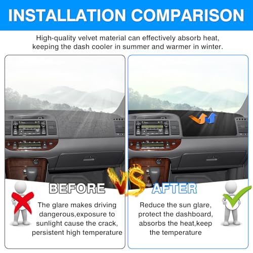 Autorder Dashboard Cover Mat for 2000-2006 Toyota Camry Accessories Dash Cover Upgrade Velvet Dash Mat Sunshade Glare UV Rays Protector - size: 2000-2006 Toyota Camry