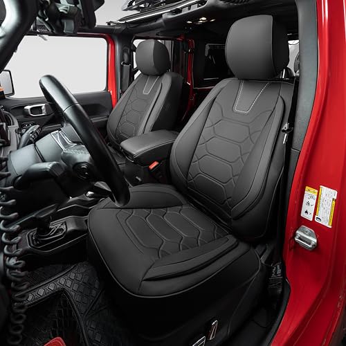 OASIS AUTO Custom Fit Seat Covers Compatible with Jeep Wrangler JL Unlimited (2018-2026) 4-Door, Waterproof Faux Leather, Fits Rubicon Sahara Sport (Black) - color: Black, size: 2018-2026 JL 4-Door