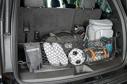 TacoNets Envelope Cargo Net for Suburban | Tahoe | Yukon/XL | Escalade/ESV - Fits 2015-Current - Upgraded 5mm Bungee - Integrated Storage Bag - Heavy Duty Hooks - Designed in USA - style: Chevy Tahoe / GMC Yukon / Cadillac Escalade 2015+