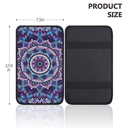 YR Vehicle Center Console Armrest Cover Pad, Universal Fit Soft Comfort Center Console Armrest Cushion for Car, Stylish Pattern Design Car Armrest Cover, Lotus