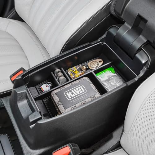 Center Console Organizer Tray Compatible with Ford Escape 2020-2026/Bronco Sport 2021-2025 Accessories, Insert Container ABS Secondary Armrest Storage Box (Not for U725 2-Door), Black