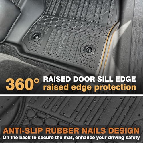 TripleAliners for Tacoma 2024 2025 2026 | Floor Mats First Row ONLY | for Double Cab & Access Cab All Weather Liners Compatible with 2024+ Toyota Tacoma Accessories (Fit Auto Trans), 2PC - size: Tacoma | Auto Trans | 2024+