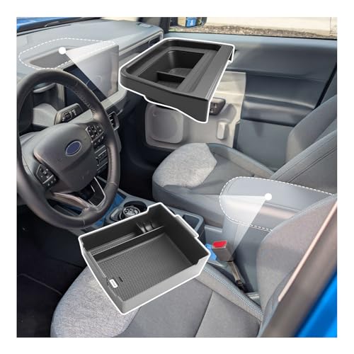 2PCS for 2025 2026 Ford Maverick Armrest Organizer + Dashboard Organizer Tray for 2025 2026 Ford Maverick Accessories Console Tray 2025 2026 Maverick Behind Dash Center Console Organizer Tray - color: 2025 2026 Maverick [Console Tray + Dash Tray]