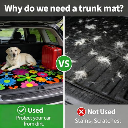 Car Trunk Mat - Universal Size 29" x 39", Floral Pattern Cargo Liner, Car Accessory for SUVs/Sedan/Wagons, Durable Protective Mat, Trunk Liner for Families/Travel Enthusiasts (Flowers-6) - style: flowers-6