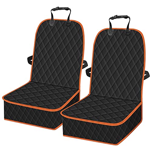 2 Packs Car Front Seat Cover for Dogs, Waterproof Pet Car Seat Protector, Nonslip Scratch-Proof Dog Seat Cover for Cars, Trucks & SUVs - color: 2 Pack-Orange