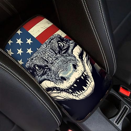 Car Center Console Pad, Universal Waterproof Car Armrest Seat Box Cover, Car Interior Accessories for Most Vehicle SUV Truck Vintage American Flag Cocrodile Car Armrest Pad - color: vintage american flag cocrodile