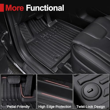 Floor Mats for 2020-2025 Kia Telluride 7/8 Passenger (NOT fit 2027), All Weather TPE Durable Cargo Liner with Backrest Mat Interior Protection for 2025 Kia Telluride AWD - style: Floor Mats Set