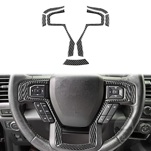 3D Carbon Fiber Car Stickers Center Console Direction Control Wheel Panel Cover Car Interior Decorative Decal Compatible with Ford F150 F-150 Raptor 2017 2018 2019 2020 Accessories - color: Black 14