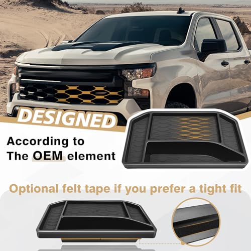 Dashboard Organizer Compatible with 2022-2026 Chevy Silverado/GMC Sierra 1500, 2024-2026 2500HD 3500HD Accessories Center Console Organizer Storage Box Mounted Tray (Fit 13.4-inch Screen ONLY) - size: 22+ Silverado 1500& 24+ 2500HD 3500HD Dash Tray