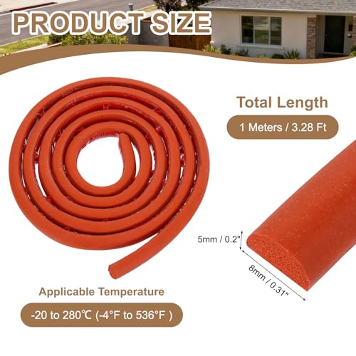uxcell 3.28 ft Foam Backer Rod, 0.31" x 0.2" D-Shaped Solid Joint Filler, Foam Seal Strip for Caulk Saver, Rope Caulk Cement Crack Filler, Red - size: 3.28 ft x 0.31" x 0.2"