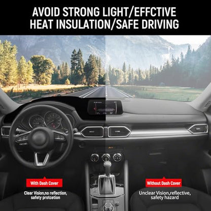 Dashboard Cover Mat for Mazda 2017-2025 2026 CX-5 CX5 Accessories (Without HUD) Black Flannel Material Anti-Slip Dash Cover Mat Sunshade Glare UV Rays Protector - size: for Mazda 2017-2026 CX-5