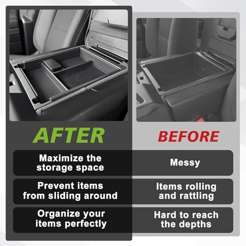 Muslogy Center Console Organizer Compatible with 2020-2025 2026 Chevy Silverado/GMC Sierra 1500 2500HD 3500HD Accessories Storage Insert Box Console Armrest Divider(Jump Seat ONLY) - Upper Organizer