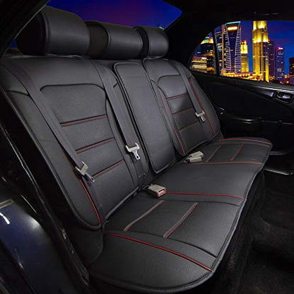 FH Group Back Seat Faux Leather Seat Cushion - Universal Fit, Rear Seat Covers for Cars with Rear Split Bench, Car Seat Cover for SUV, Sedan, Van, Red - color: Red - Rear Set