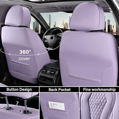 Coverado Car Seat Covers Full Set, Purple Seat Covers, Automotive Car Seat Cover, Car Seat Cushion, Car Seat Covers Front Seats Back Seat Covers, Car Seat Protector Universal Fit Most Cars - color: Purple, size: FullSet
