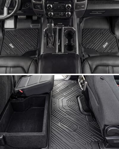 3W Floor Mats (with Metal Pedals) & Box Mat Fit for Ford F-150 2015-2026 & F150 Lightning 2022-2025 SuperCrew, TPE All Weather Car Mats Custom Fit Accessories - size: Ford F150 2015-2026 Floor Mats & Box Mat