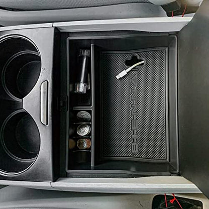 Center Console Organizer Tray Compatible with Sienna Accessories 2011-2015 2016 2017 2018 2019 2020 Secondary Armrest Storage Glove Box Dividers MPV ABS Black Materials (BlackSienna)