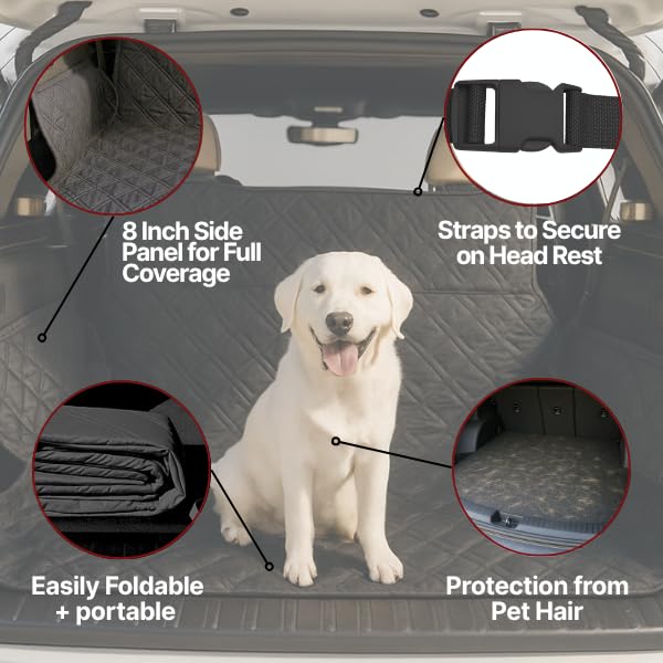 Formosa Covers Dog Cargo Liner for SUV - Heavy Duty Quilted and Padded Mat Covers Trunk Back Area - Hair Easily Shakes Off - Black - Universal Fit 68" W x 93" L - color: Black