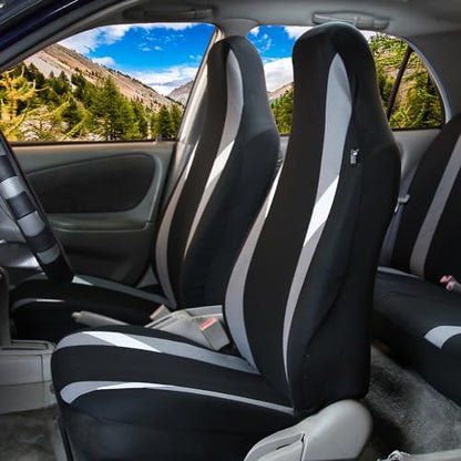 FH Group Automotive Protector Seat Covers Universal Fit Full Supreme Modernistic Gray Set Seat Covers, 1-Piece Front Seat Covers, Airbag Compatible, Split Bench Rear Car Seat Cover for SUV, Sedan - color: Gray, style: Full Set