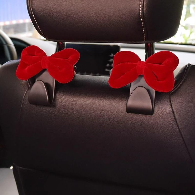 2-Pack Car Purse Hooks for Hanging Purses and Bags, Cute Bow car seat headrest Hooks for Hanging car Purse Hooks. (Velvety red) - color: velvety red