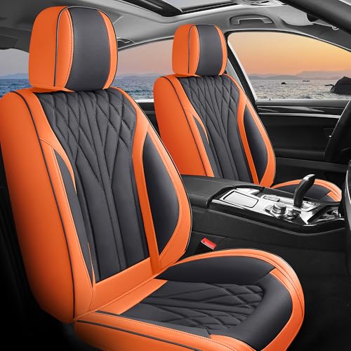 Car Seat Covers Full Set Cover Car Seat Cushion Waterproof Luxury Auto Seat Covers Seat Cover Car Seat Protector Fit for Most Cars (Orange - Black)