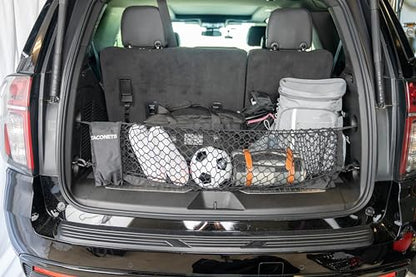 TacoNets Envelope Cargo Net for Suburban | Tahoe | Yukon/XL | Escalade/ESV - Fits 2015-Current - Upgraded 5mm Bungee - Integrated Storage Bag - Heavy Duty Hooks - Designed in USA - style: Chevy Tahoe / GMC Yukon / Cadillac Escalade 2015+