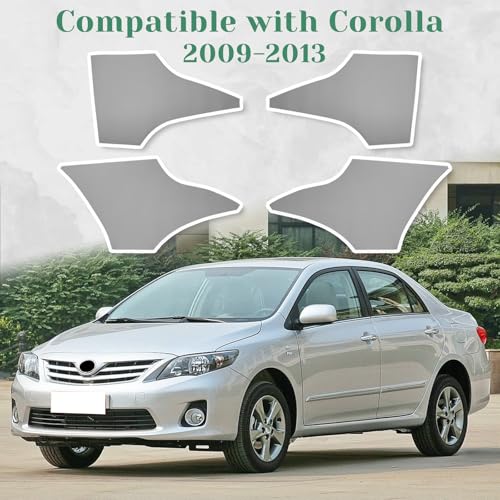 4PCS Door Panel Armrest Cover Compatible with Toyota Corolla 2009-2013 Front and Back Vinyl Leather Insert Cards Protector Trim Gray (Only Leather Part)