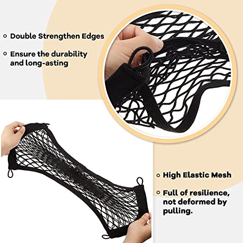 Frienda 2 Pieces Stretchable Small Cargo Net Pocket Storage Mesh Net Elastic Automotive Storage Pouch with 8 Pieces Mounting Screws and Hooks for Truck Car SUV Boats(17.7 x 9.8 Inches) - size: 17.7 x 9.8 Inches