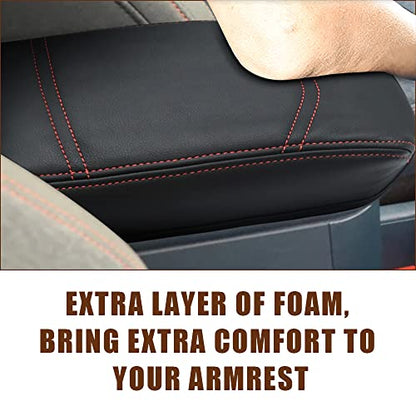 Center Console Armrest Cover Fit for Ford Maverick 2022-2025 2026 Accessories, Comfort Armrest Pad Console Lid Cushion Vegan Leather Regular Thick (Black) - size: 6) 22+ |Maverick| Black, Regular