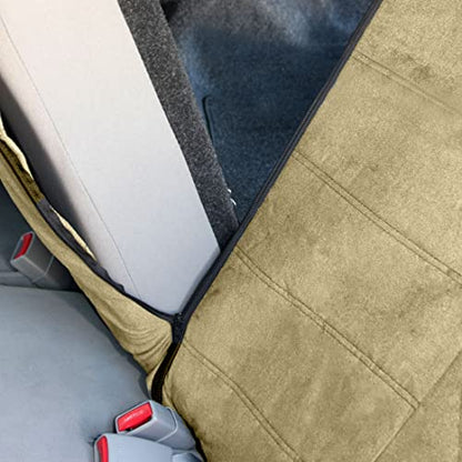 Universal Fit Beige Velour Fabric Car Seat Covers Full Set for Auto, Truck, SUV, Van – Front & Rear Split Bench, Easy Install Interior Protector Bundle Set Style