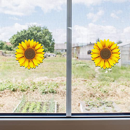 Fabbay 12 Pcs Screen Door Magnets 5.7 Inch Sunflower Double Sided Protector Screen Sticker to Protect Pet People Flexible Magnetic Protector for Sliding Door Window Summer Party Decoration