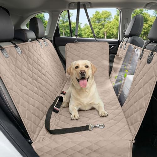 Victoper Dog Car Seat Cover, Heavy Durable Dog Seat Cover for Back Seat, 100% Waterproof Scratch Proof Nonslip Dog Hammock for Car with Side Flap, Pet Back Seat Covers Large 60" W x 64" L - color: Khaki, size: XL- (60*64 )